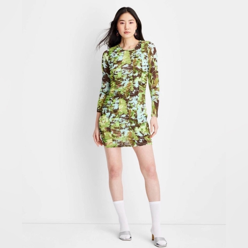 Future Collective Gabriella Karefa-Johnson Long Sleeve Ruched Bodycon Mini Dress